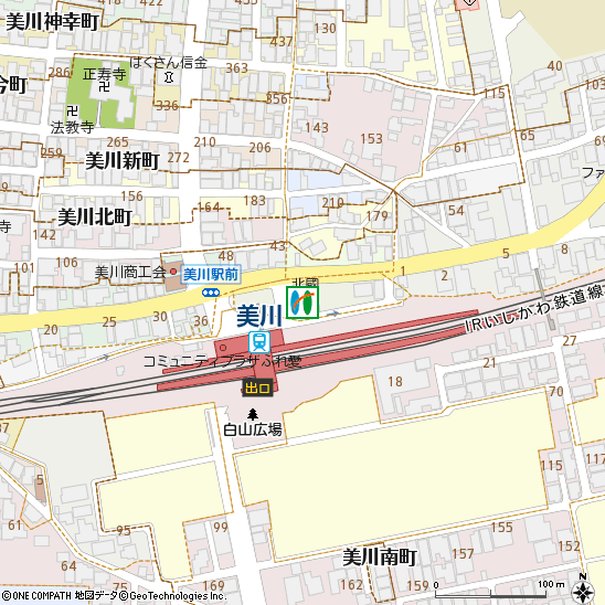 美川支店付近の地図